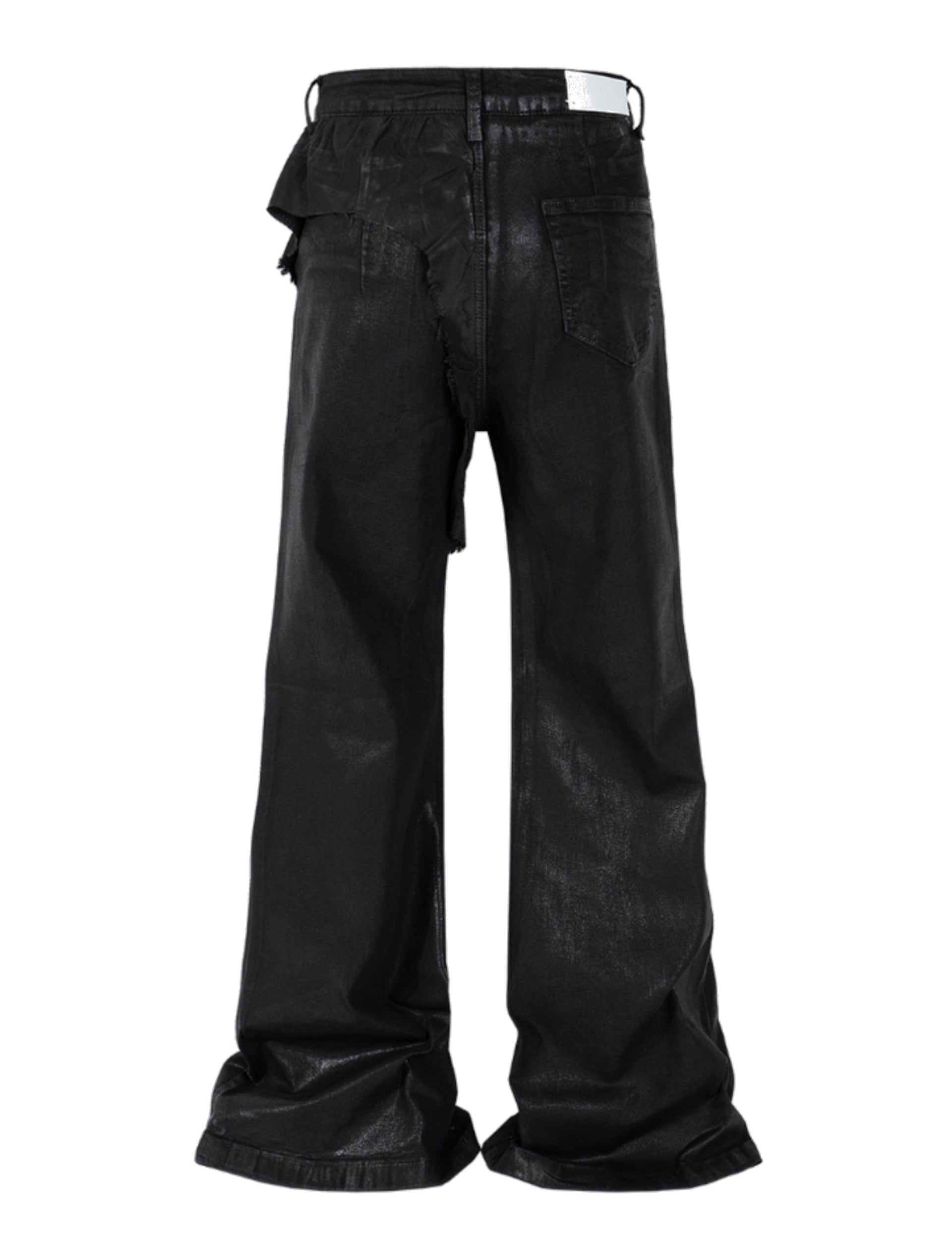Wideboy Patchwork Waxed Denim Jeans in Black - Image 3