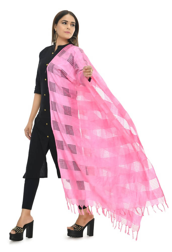 Baby Pink Window Dupatta for Kids - Soft Cotton Traditional Accessory