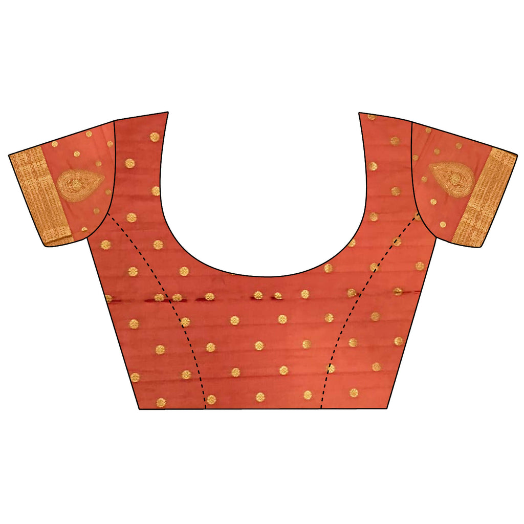 Orange Soft Silk Banarasi Saree with Intricate Zari Motifs