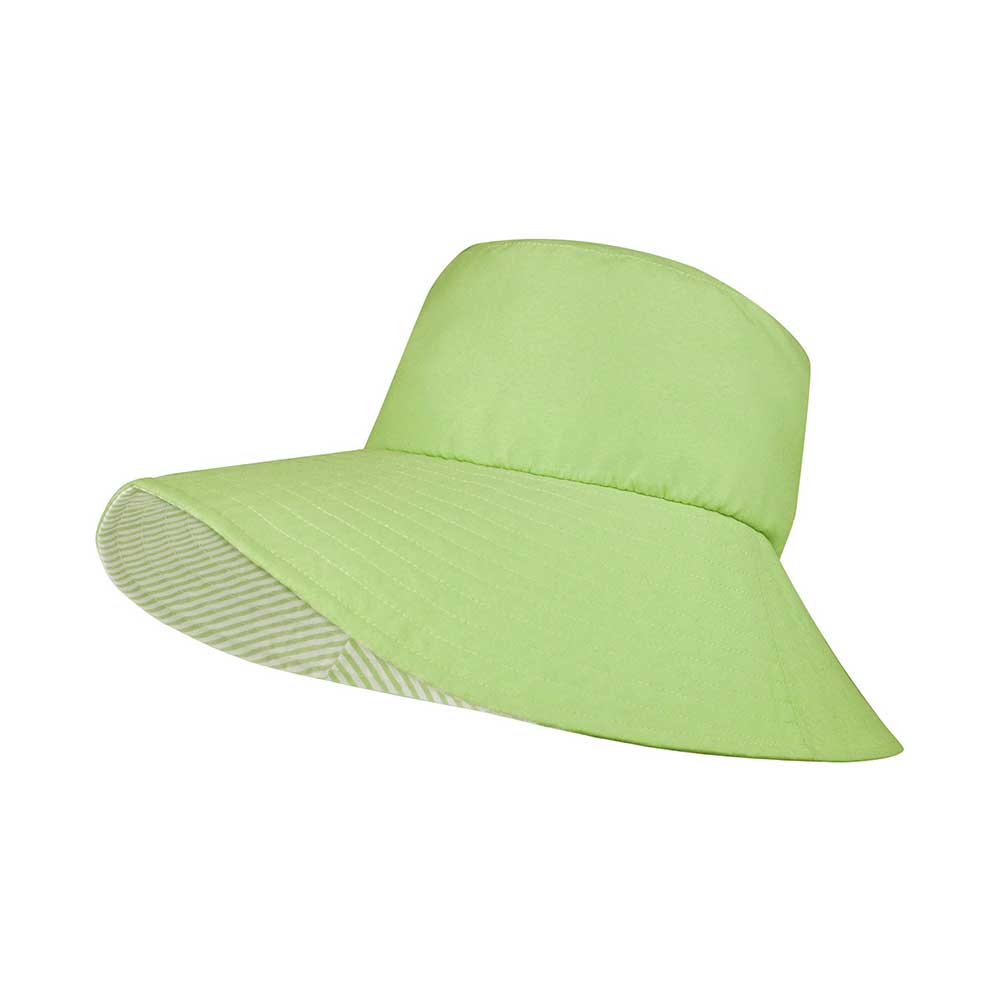 Womens Wide Brim Reversible Bucket Sun Hat UPF 50+ Blue Striped - Image 3