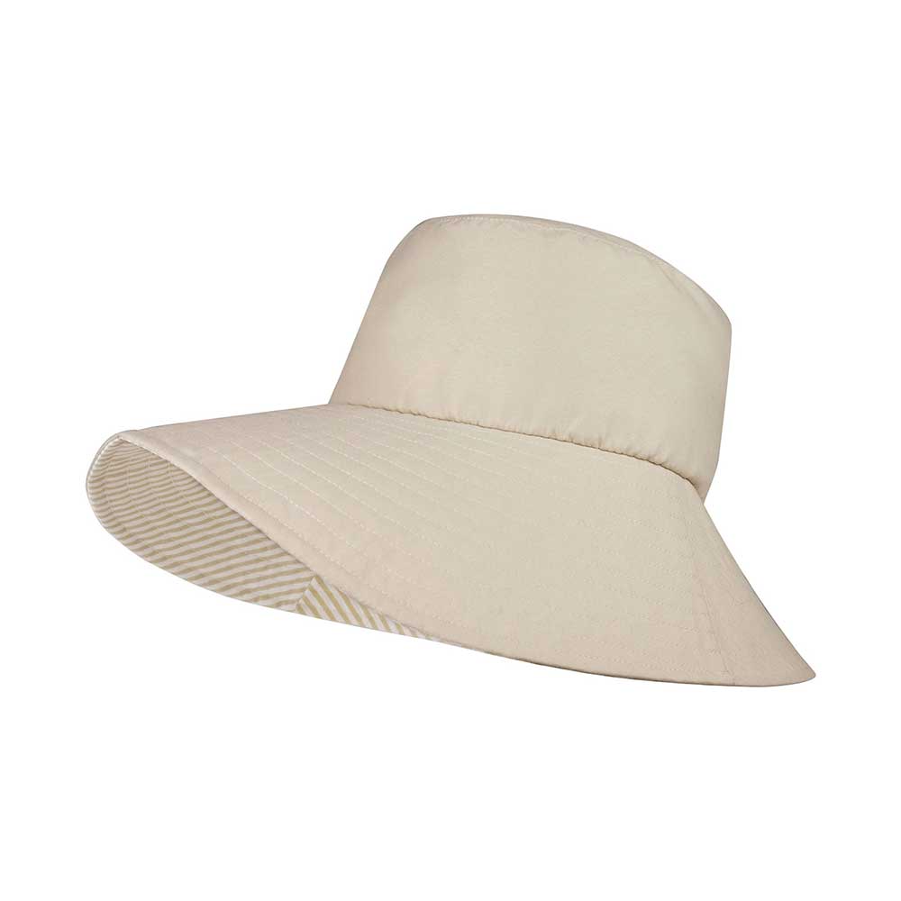 Womens Wide Brim Reversible Bucket Sun Hat UPF 50+ Blue Striped - Image 4