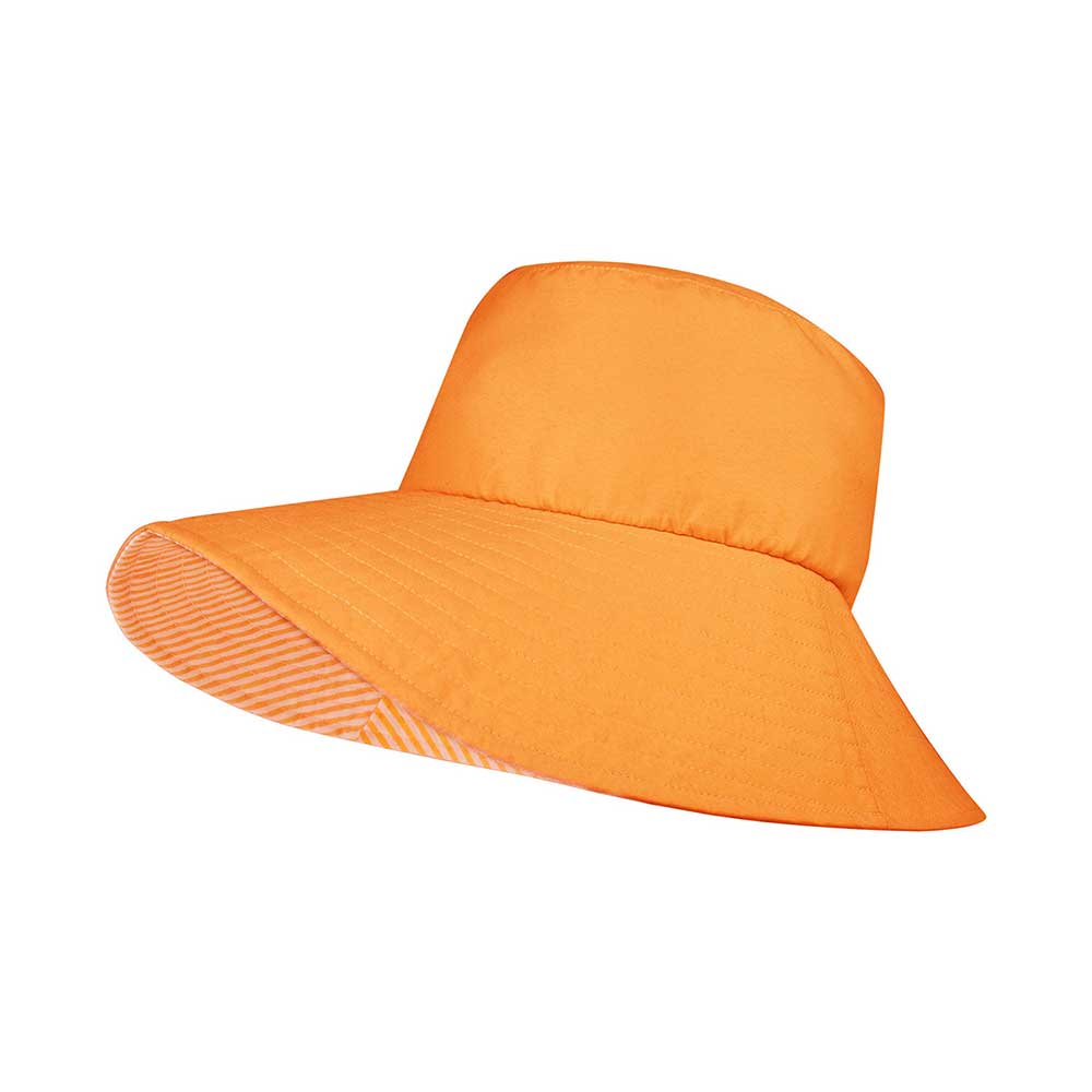 Womens Wide Brim Reversible Bucket Sun Hat UPF 50+ Blue Striped - Image 5