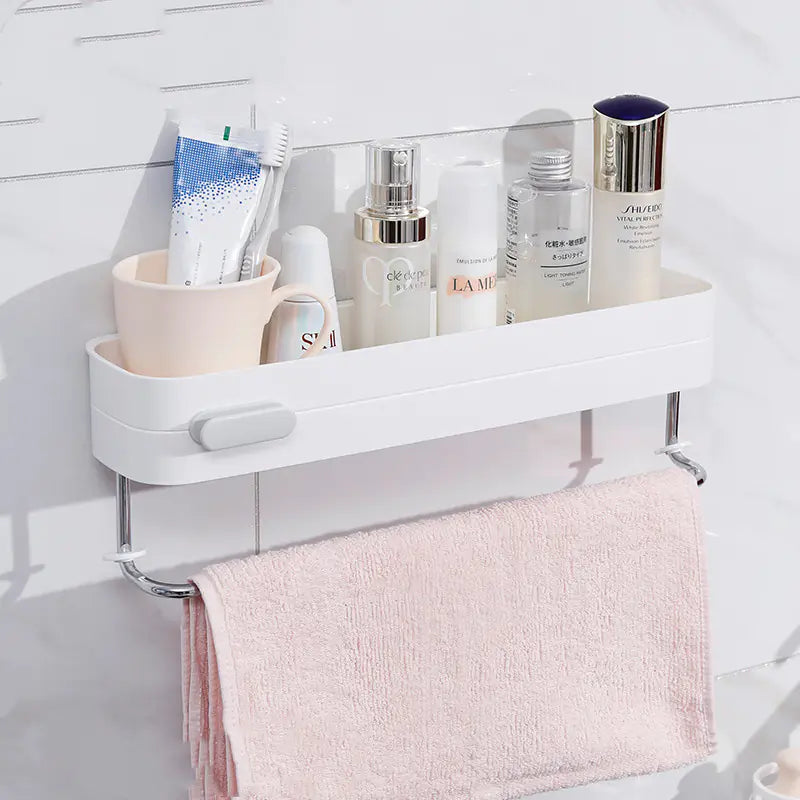 Wall-Mounted Bathroom Storage Rack with Towel Holder