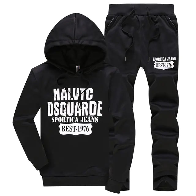 Men's Hooded Sweatshirt and Down Jacket Three-Piece Set