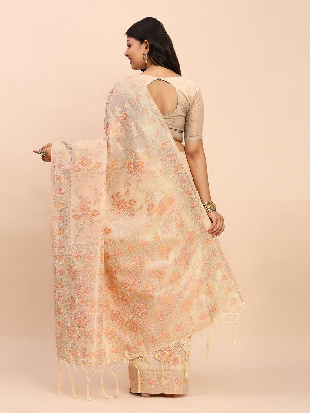 Off White Linen Cotton Saree with Matching Blouse Piece