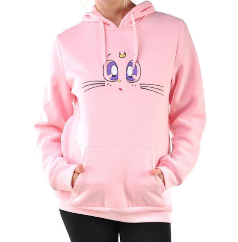 Women's Hooded Sweatshirt with Cute Cat Design