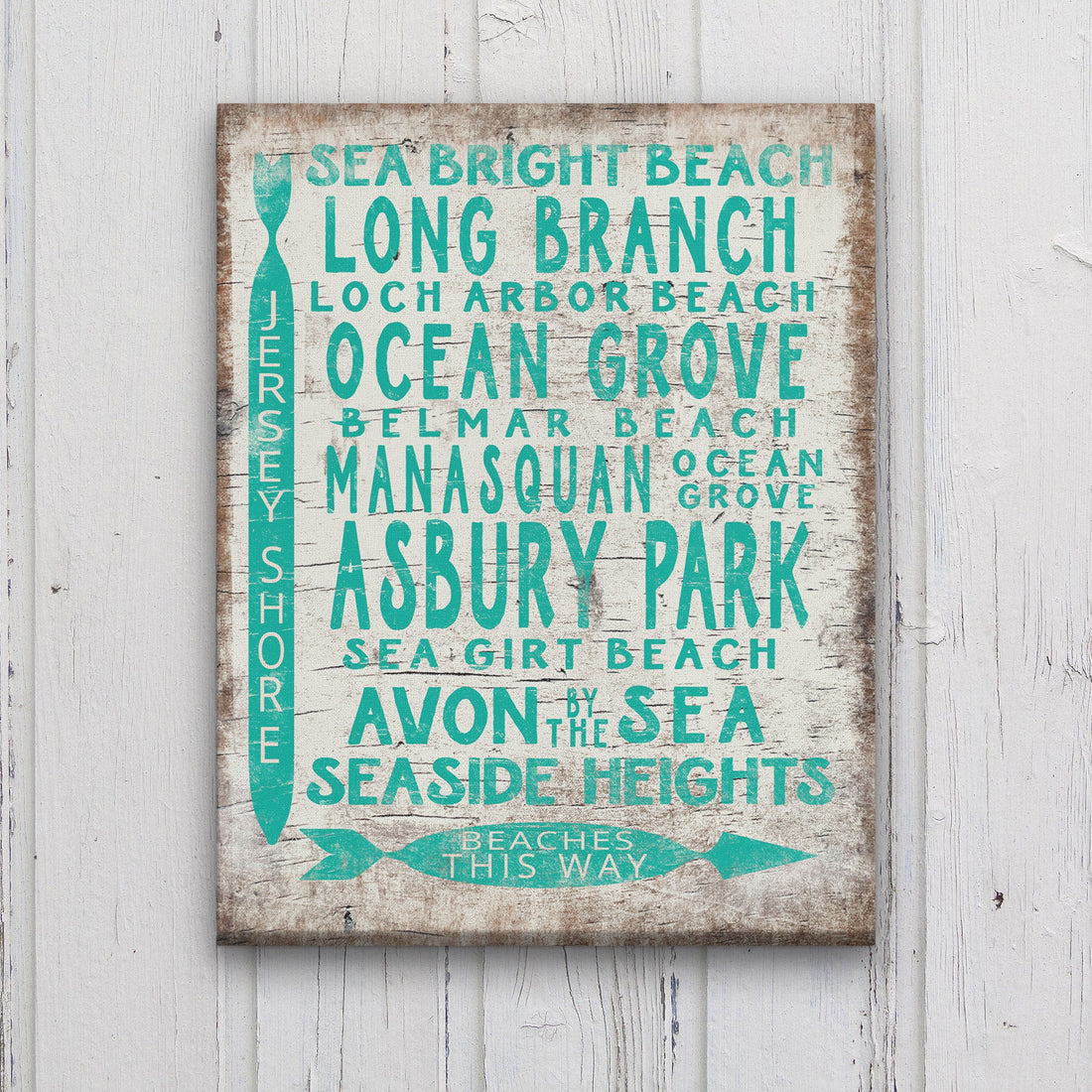 Vintage Jersey Shore Beach Directional Sign Wall Art