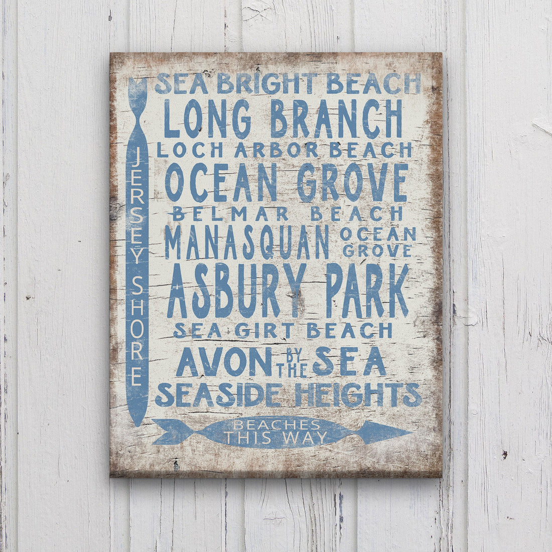 Vintage Jersey Shore Beach Directional Sign Wall Art