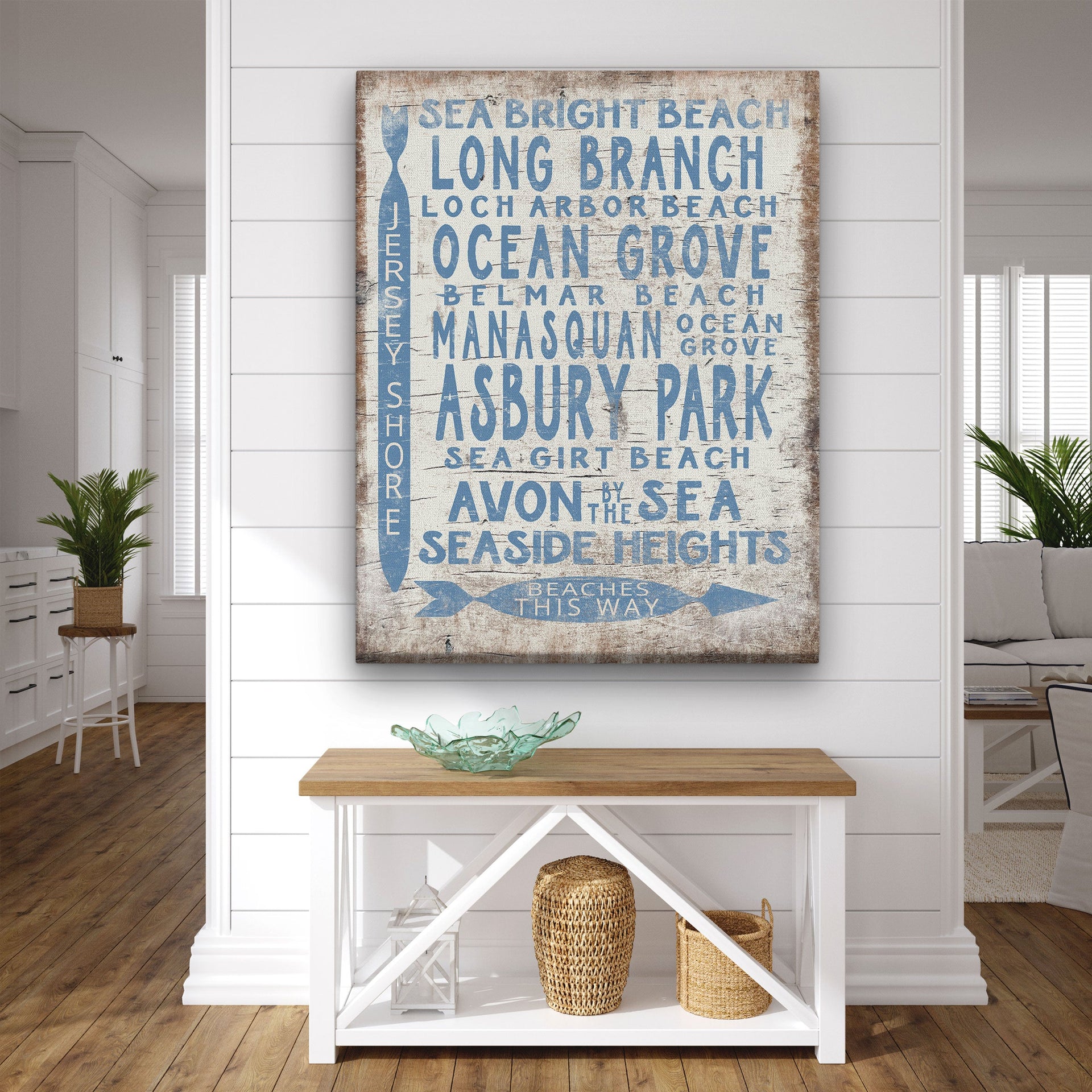 Vintage Jersey Shore Beach Directional Sign Wall Art