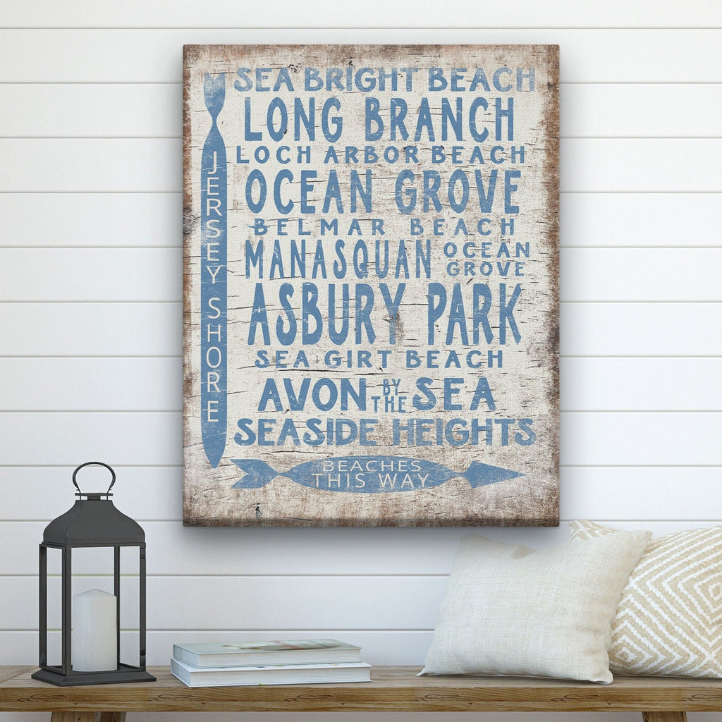 Vintage Jersey Shore Beach Directional Sign Wall Art