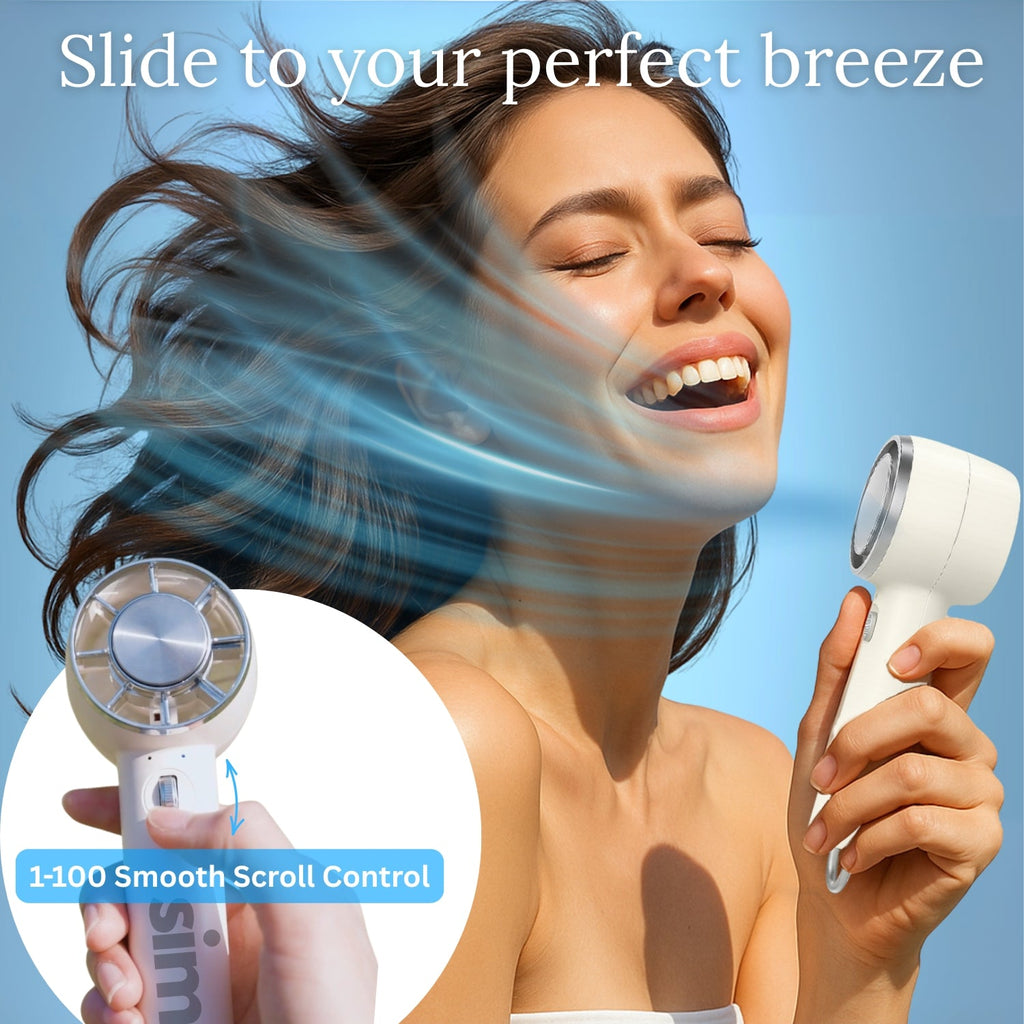 JetMini Turbo Handheld Fan with Icy Pad and Stepless Speed Control
