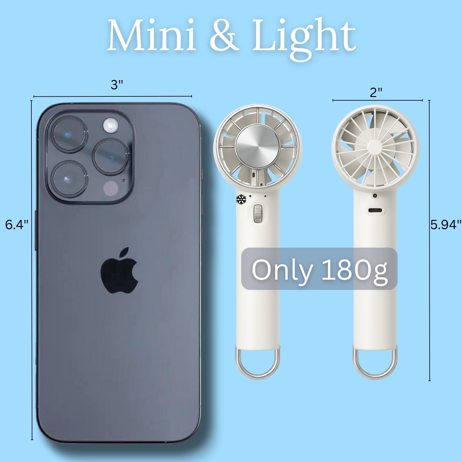 JetMini Turbo Handheld Fan with Icy Pad and Stepless Speed Control