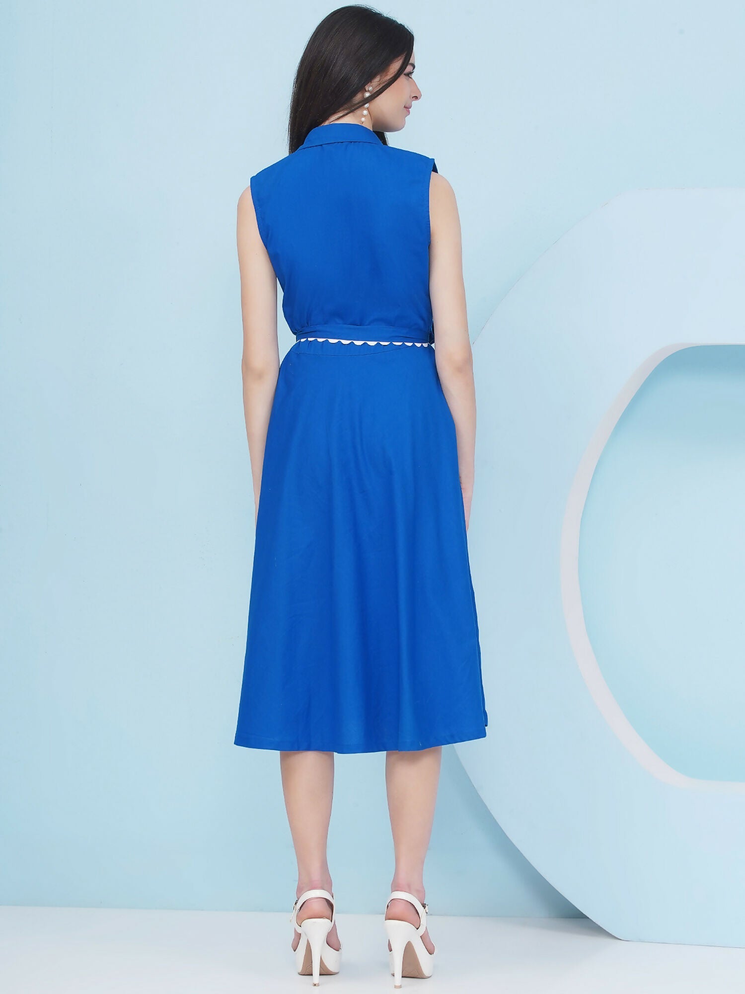 Joban Fashion Royal Blue Dress with Belt