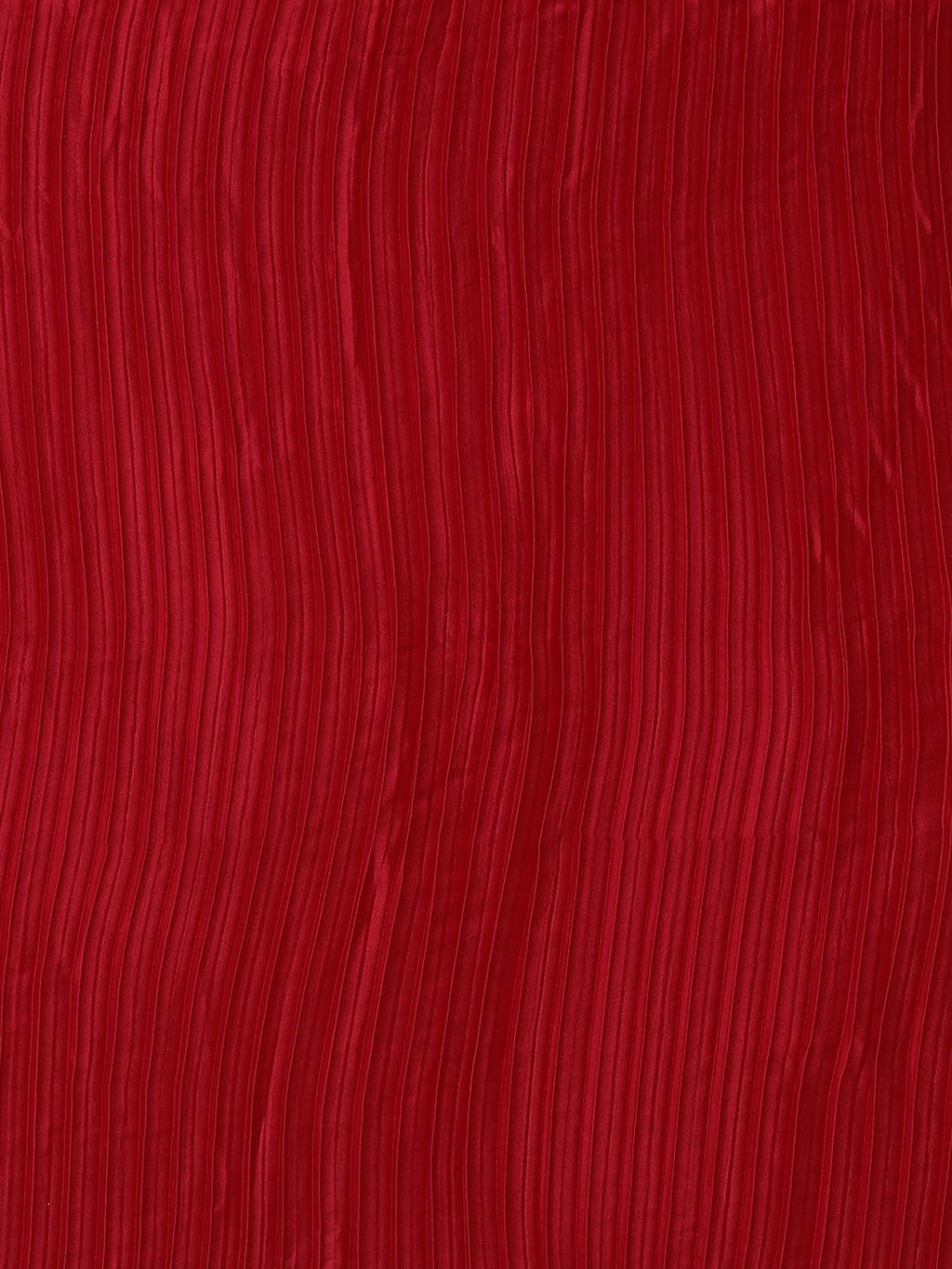 Red Satin Designer Saree with Elegant Pleated Detail and Blouse