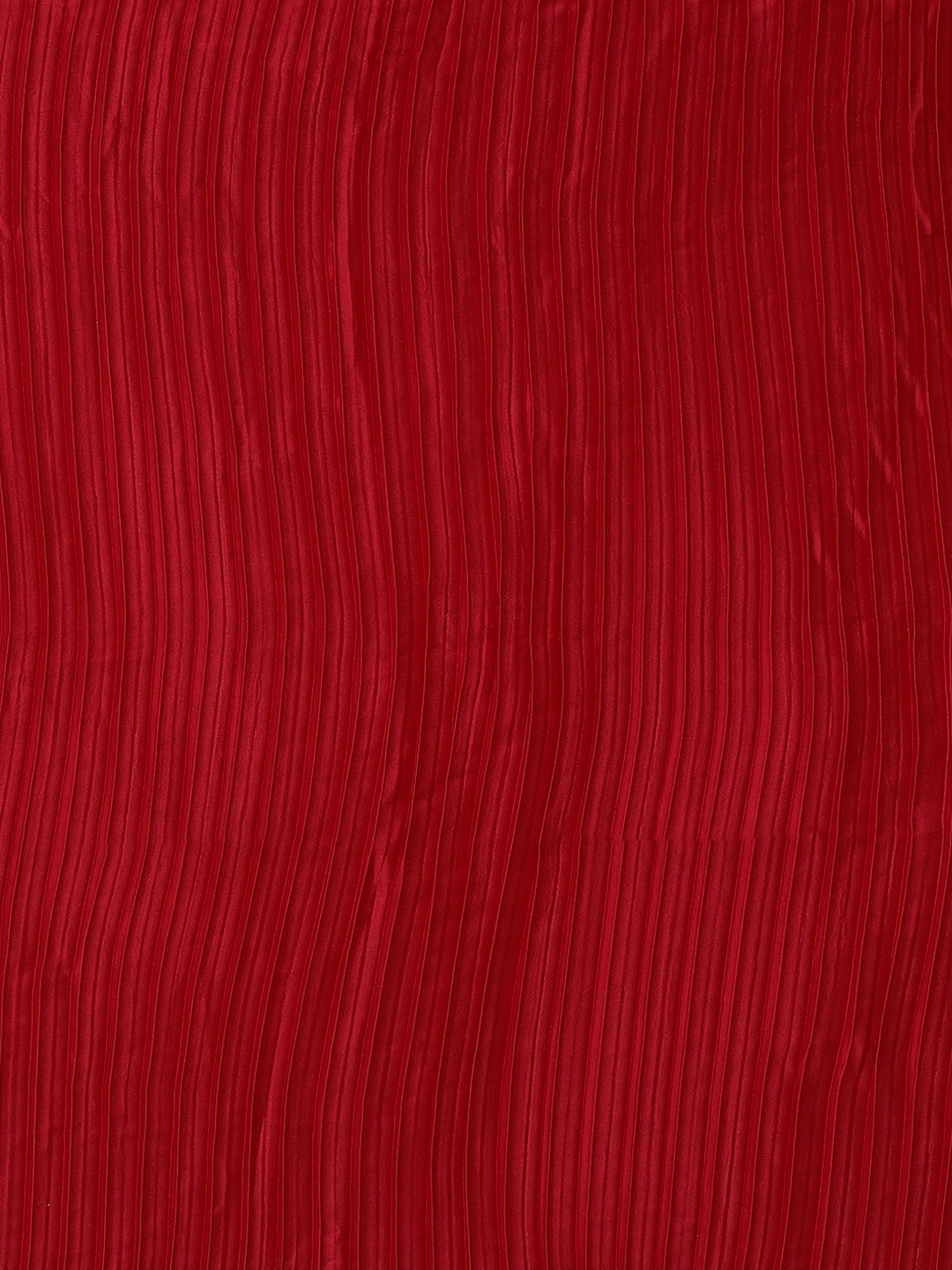 Red Satin Designer Saree with Elegant Pleated Detail and Blouse