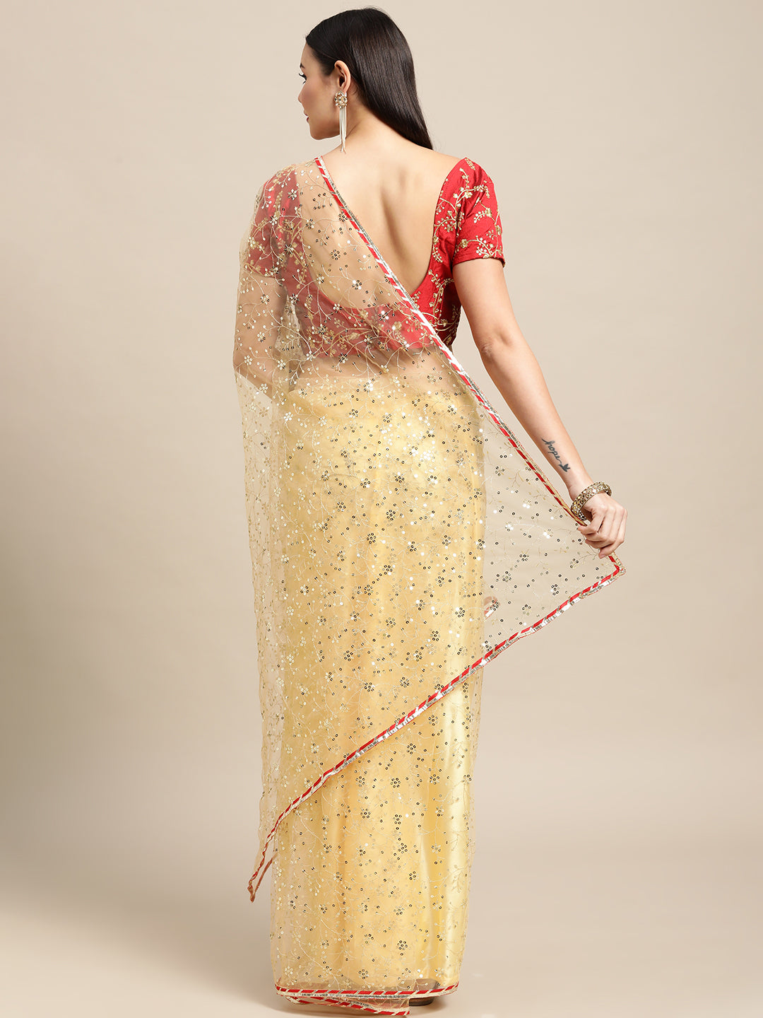 White Net Embroidered Saree with Designer Blouse for Weddings