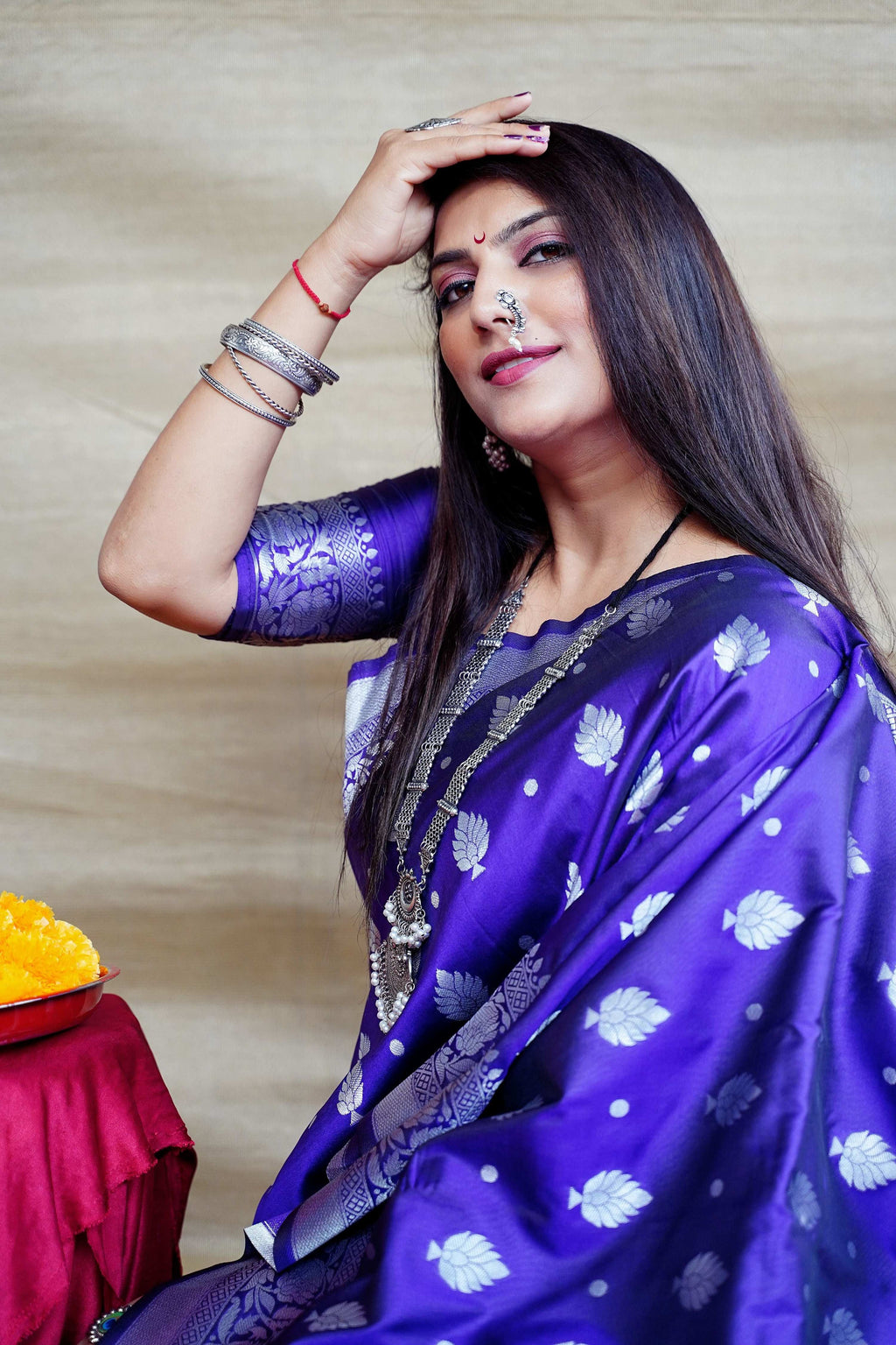 Royal Blue Soft Banarasi Silk Saree with Zari Woven Border
