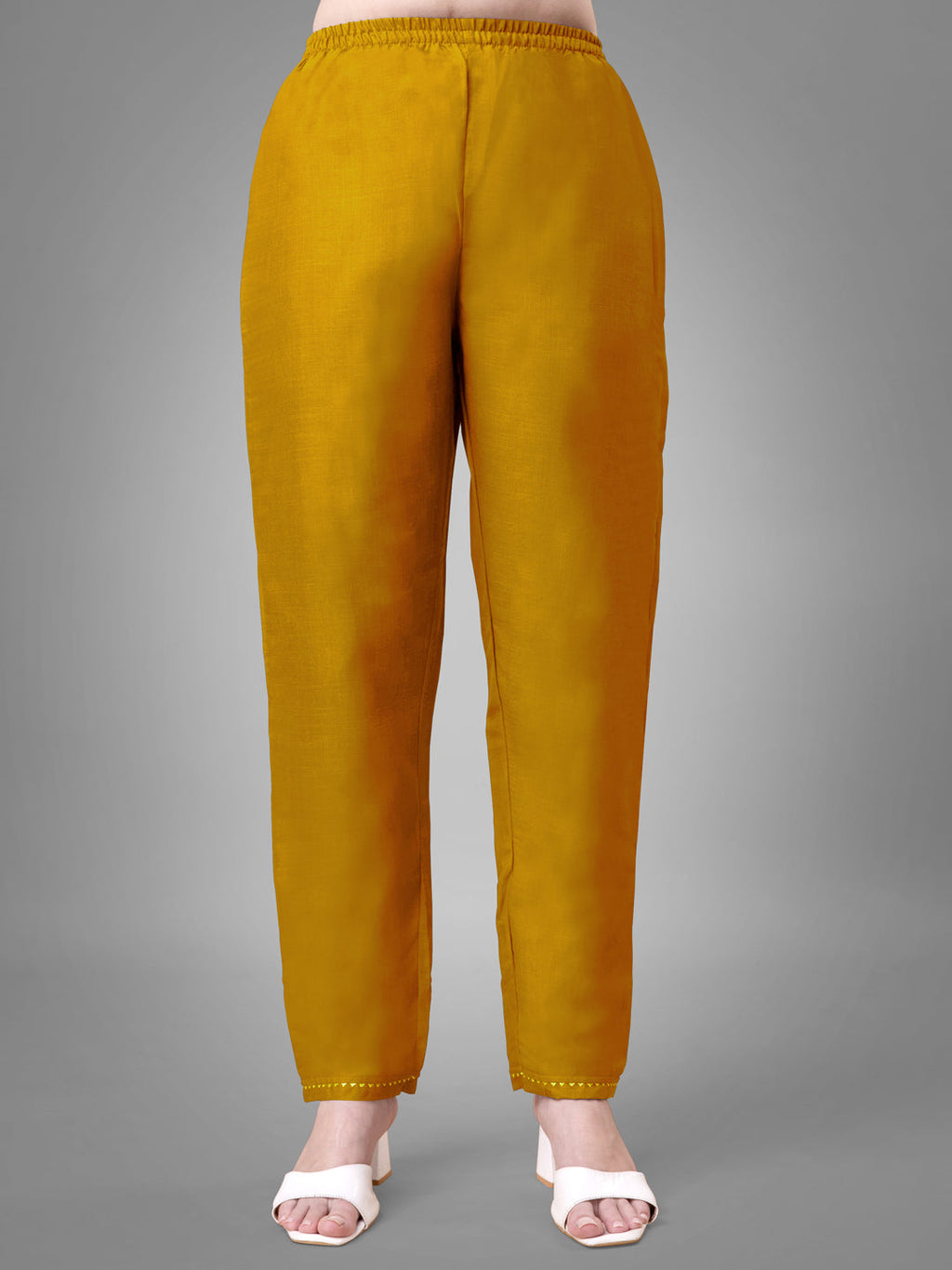 Women's Yellow Cotton Blend V-Neck Straight Kurta Set with Sequins