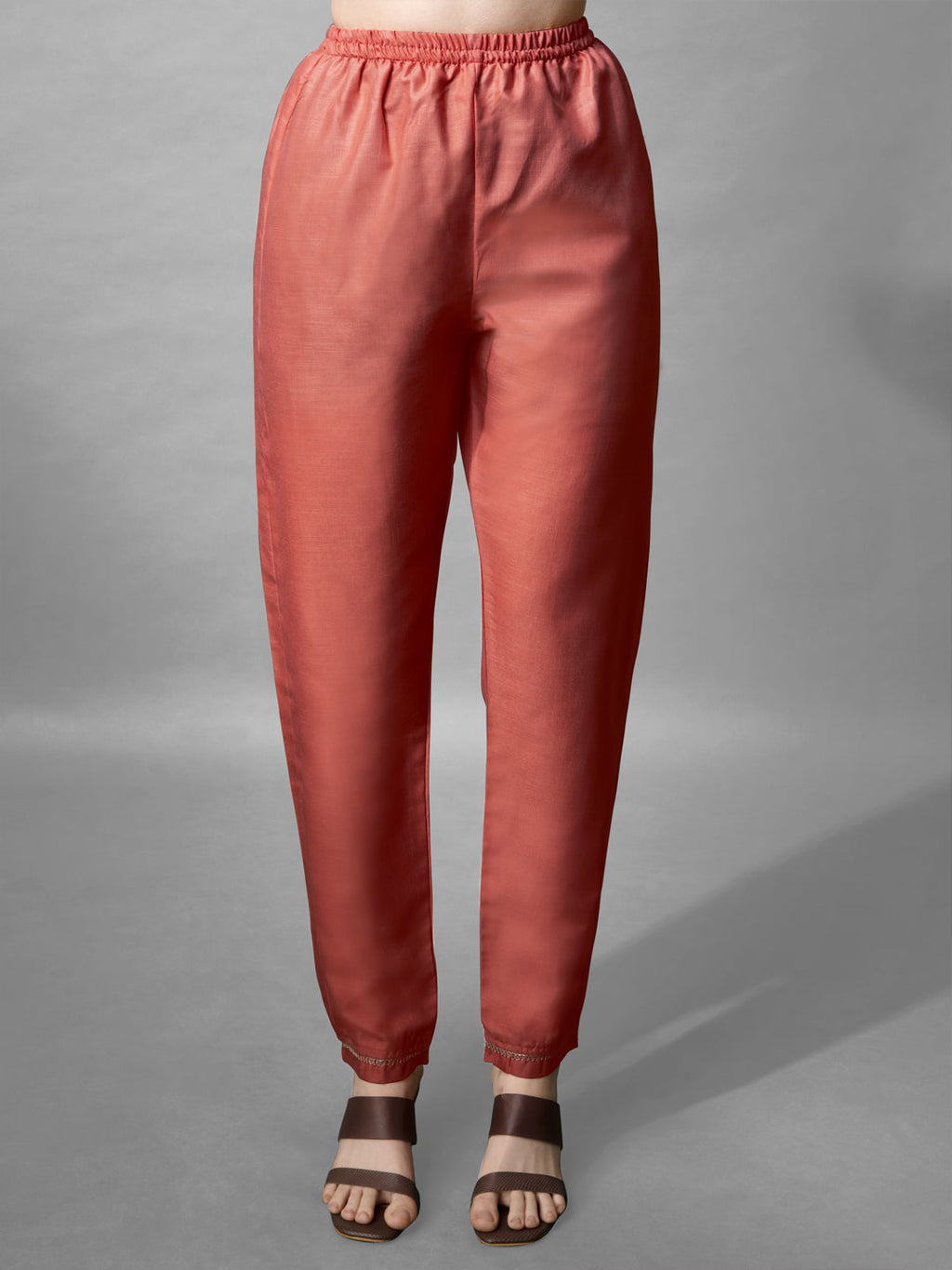 Jyoti Fashion Women's Coral Cotton Blend Embroidered Kurta Set