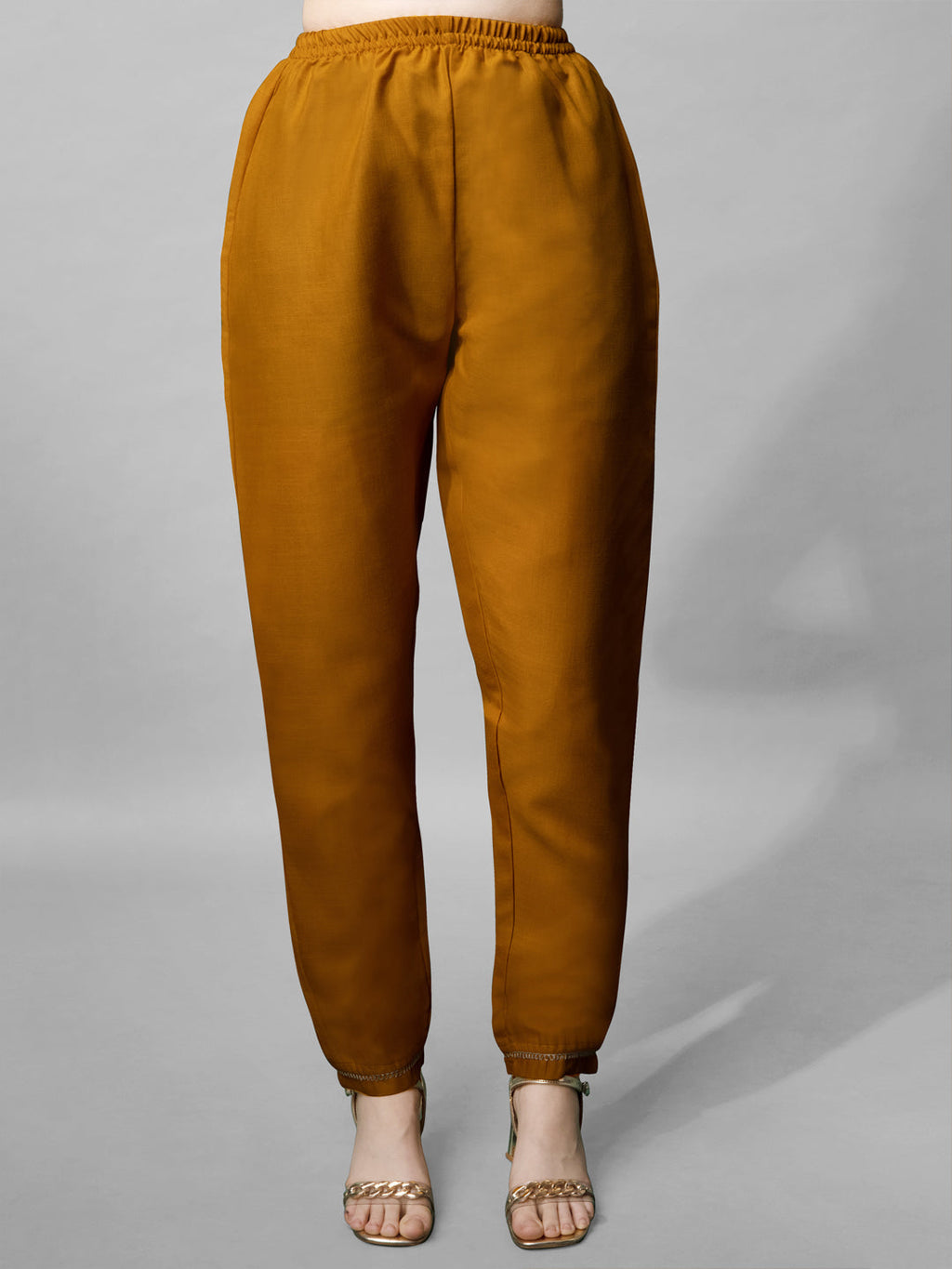 Mustard Cotton Blend V-Neck Straight Embroidered Kurta Set