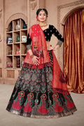 Black Jacquard Zari Woven Lehenga Choli set for formal events