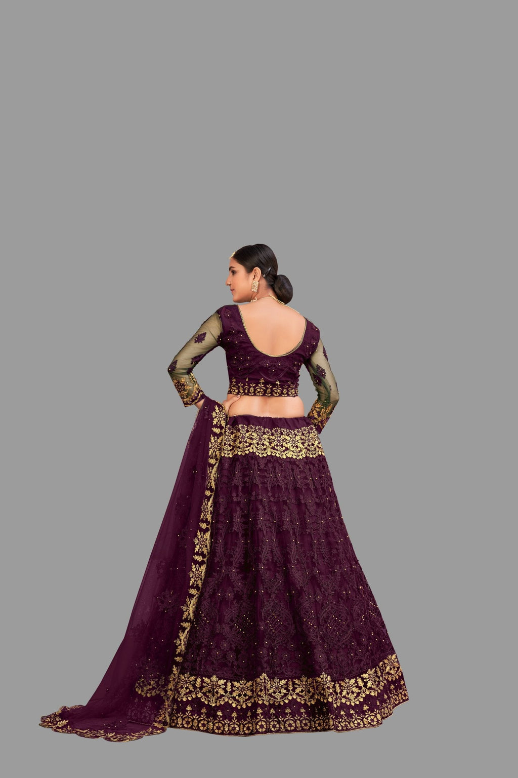 Purple Net Thread Embroidered Designer Lehenga Choli for Women