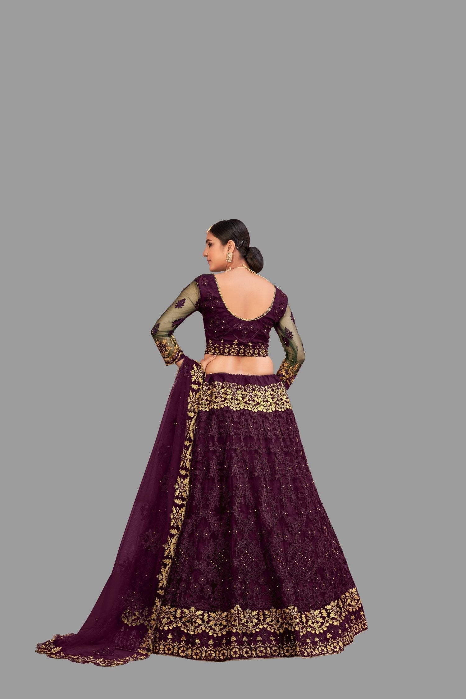 Purple Net Thread Embroidered Designer Lehenga Choli for Women