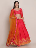 Pink Silk Blend Zari Woven Lehenga Choli with matching dupatta and detailed zari work