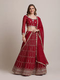 Maroon Georgette lehenga choli with sequin embroidery and matching dupatta