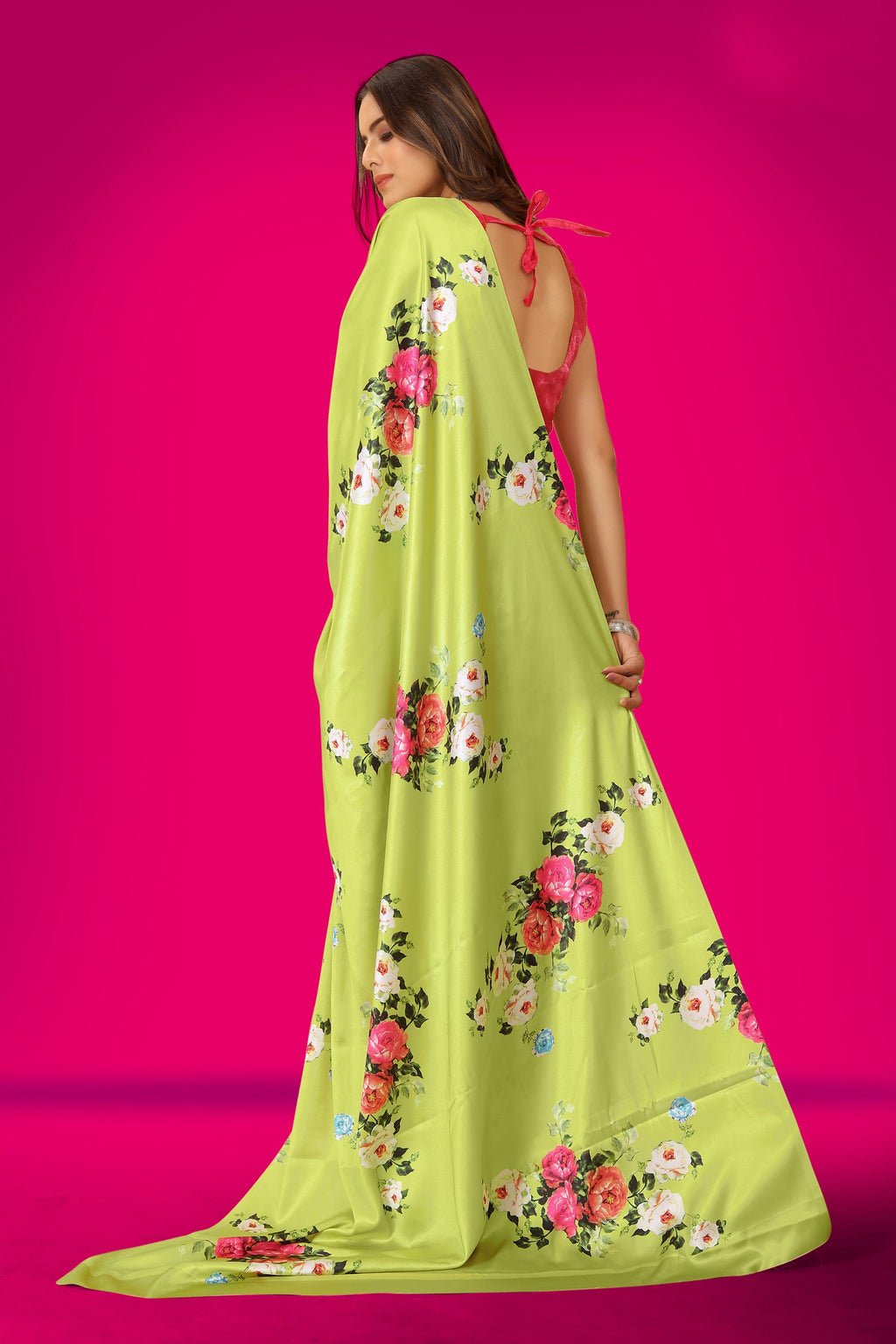 Jyoti Fashion Women's Multicolor Pure Japan Satin Digital Printed Designer Saree with Blouse
