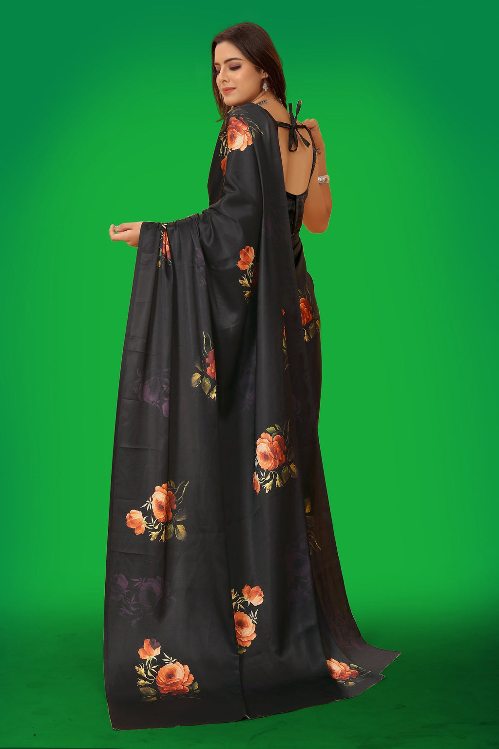 Jyoti Fashion Women's Multicolor Pure Japan Satin Digital Printed Designer Saree with Blouse