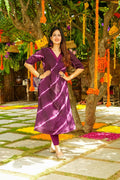 Women's Purple Pure Muslin straight kurta featuring heavy digital prints
