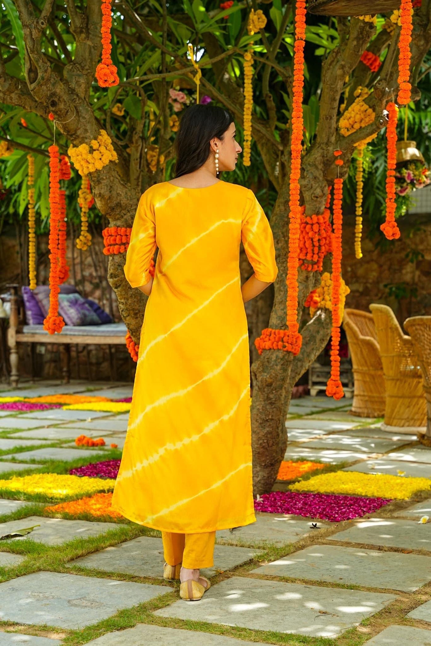 Women's Yellow Pure Muslin Straight Kurta Set with Digital Print