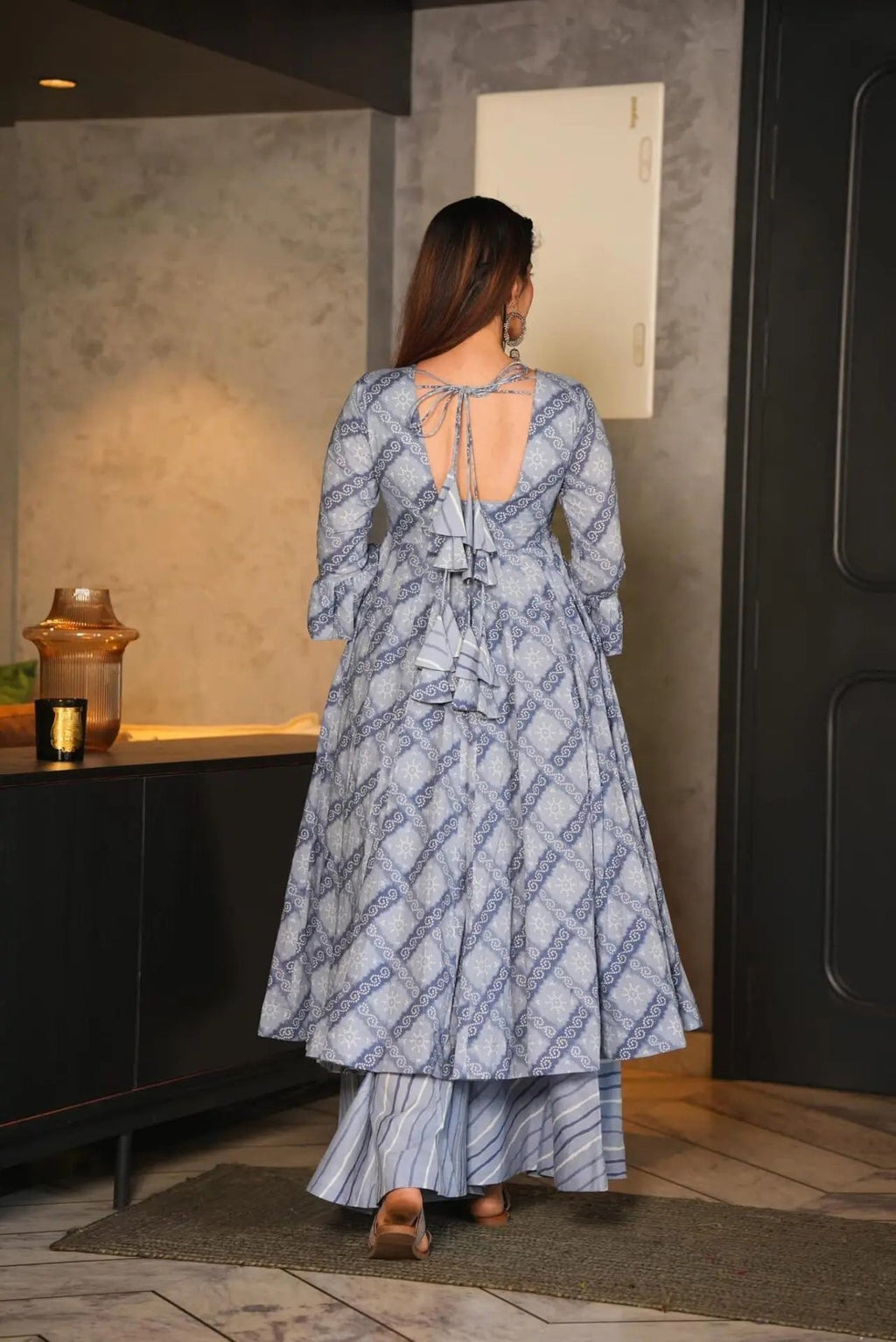 Women's Grey Cotton Silk Digital Printed Straight Kurta Set
