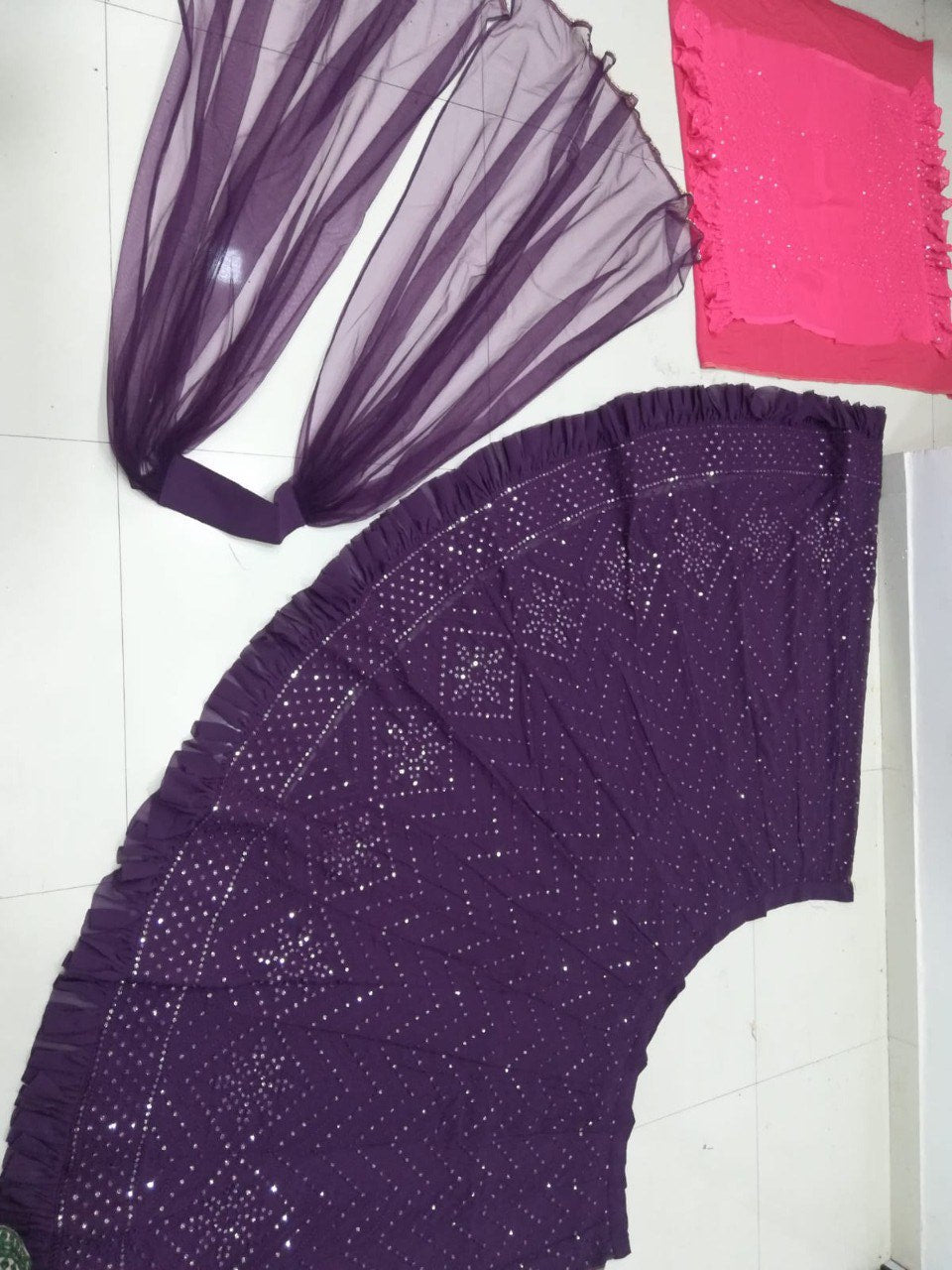 Women's Purple Faux Georgette Sequins Embroidered Lehenga Choli
