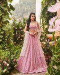 Pink Devsena Silk lehenga choli with Zari Dori embroidery and mirror work