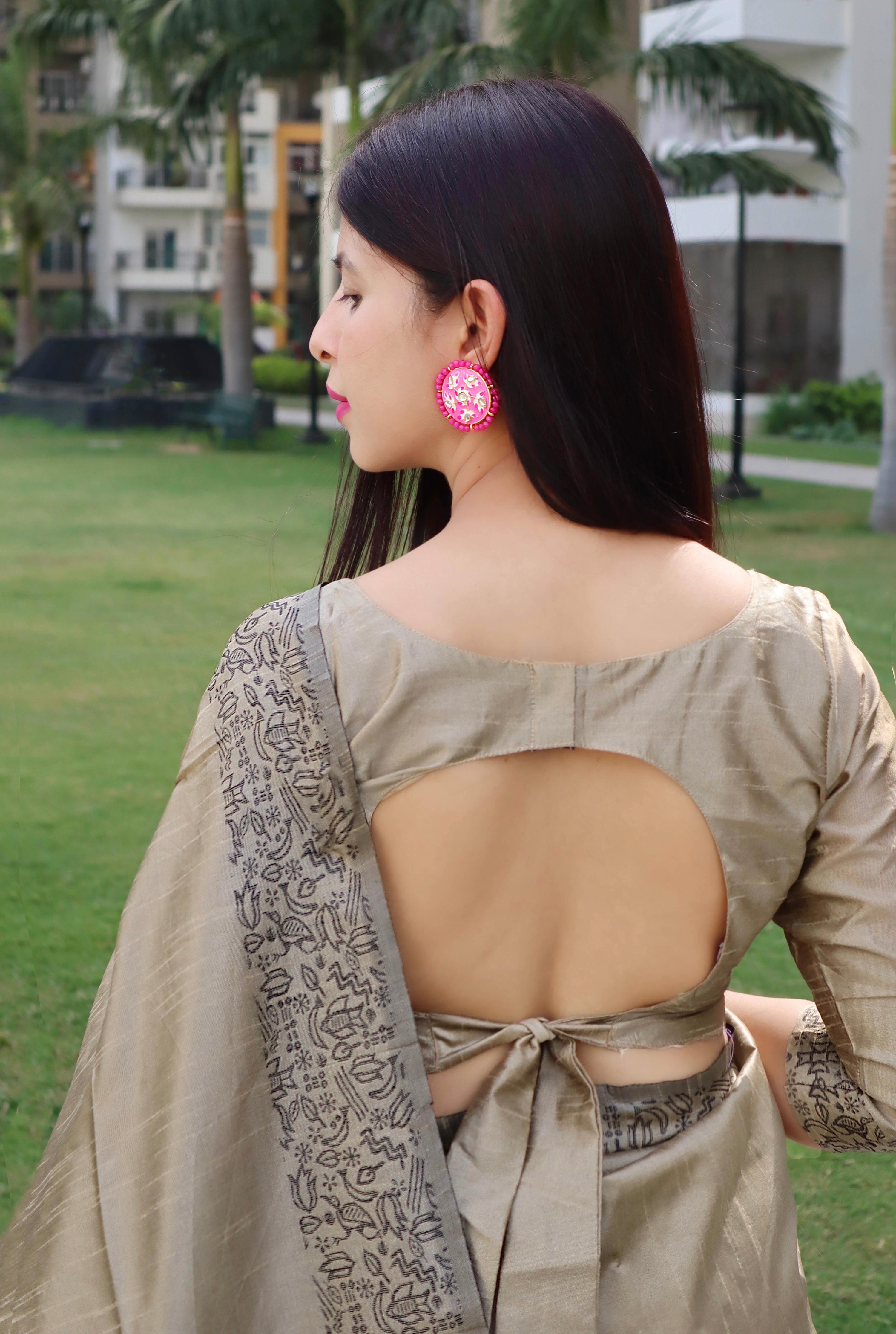Cream Handloom Raw Silk Saree with Printed Border Detail