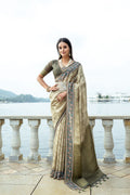 Mehendi soft silk saree with traditional zari weaving