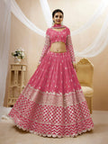 Pink Georgette Sequins Zari Embroidered Lehenga Choli Set