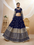 Navy blue georgette lehenga choli with elegant zari and sequin embroidery