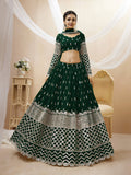Green georgette lehenga choli with intricate sequins and zari embroidery