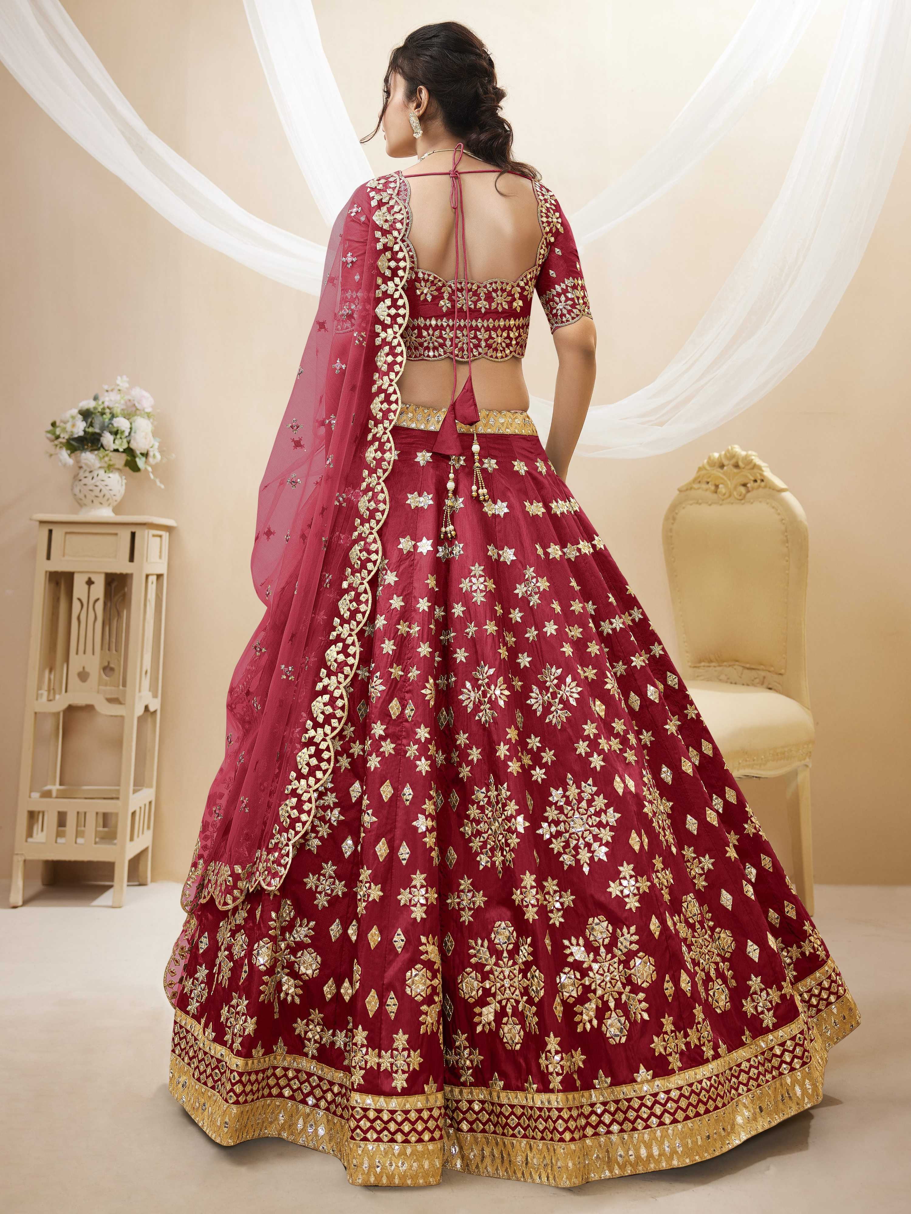Red Art Silk Sequins Foil & Zari Embroidered Lehenga Choli