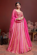 Pink Pure Chinon Silk lehenga choli with heavy embroidery and real mirror work