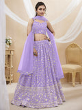 Lavender georgette lehenga with sequins and zari embroidery