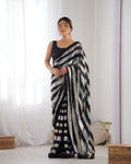 Black georgette designer saree with sequins work