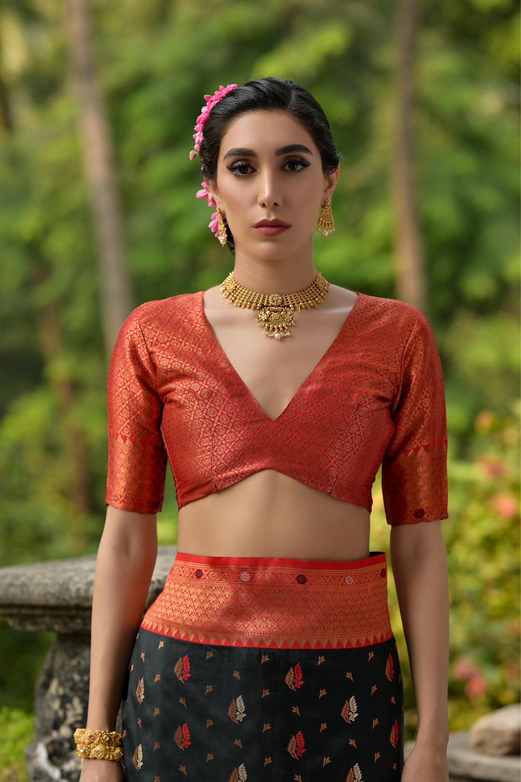 Black Banarasi Silk Traditional Saree with Zari Woven Border