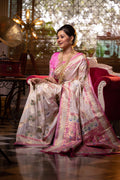 Jyoti Fashion Women's Off-White Soft Banarasi Silk Zari Woven Traditional Saree with Blouse
