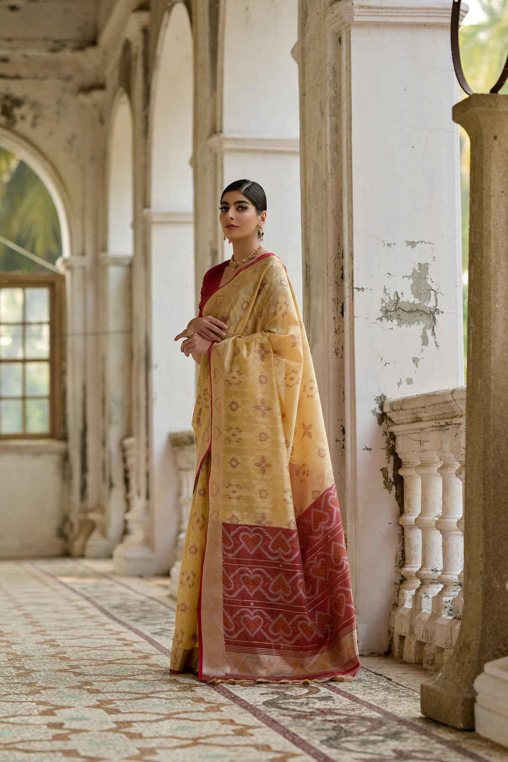 Women's Cream Soft Raw Silk Saree with Zari Woven Border & Blouse