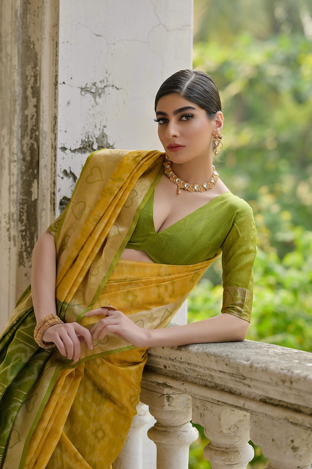 Yellow Soft Raw Silk Saree with Zari Woven Border and Blouse