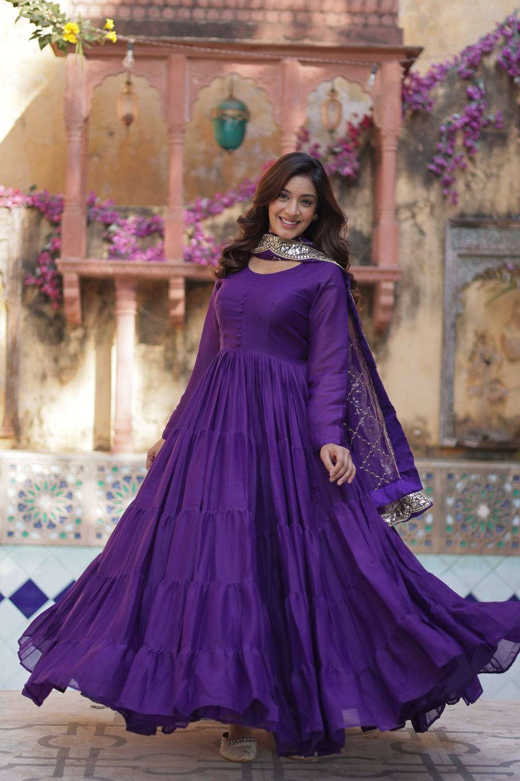 Jamuni Star Georgette Sequins Embroidered Anarkali Set